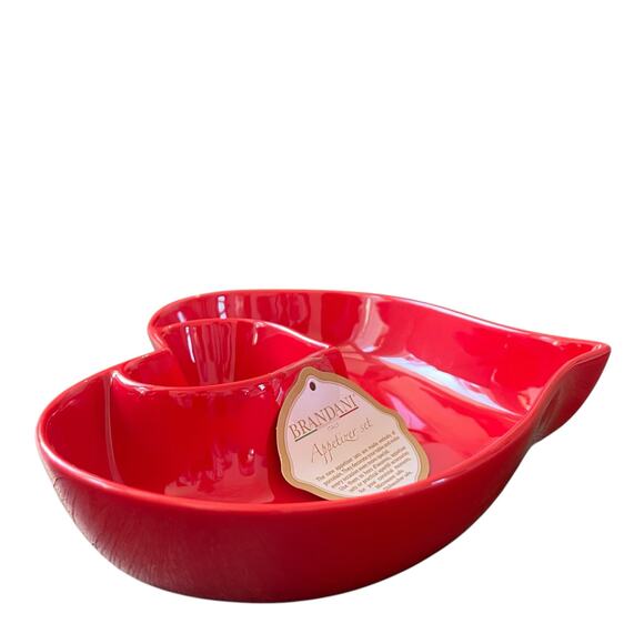 Brandani RED Heart Shaped Porcelain Appetizer Bowl 11in Valentines Day New - Picture 10 of 13